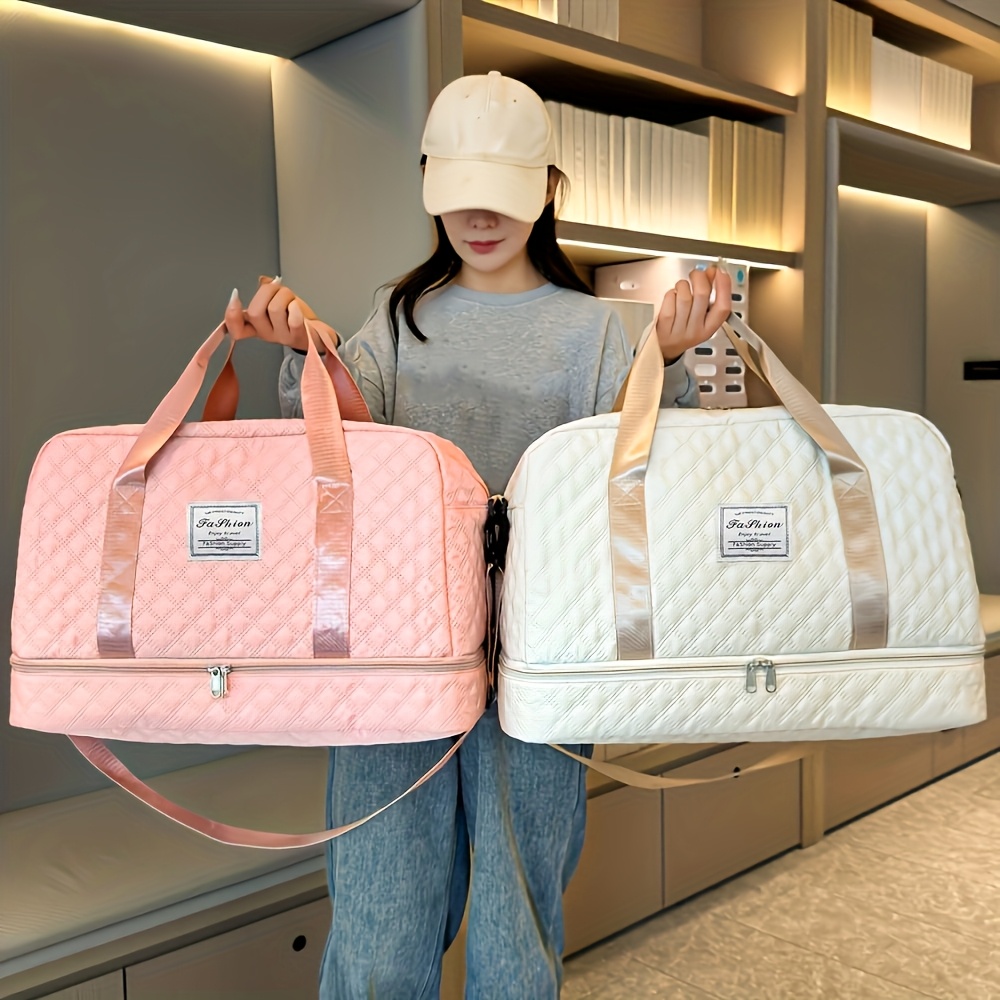 travel bag large capacity womens gym duffel luxury extra large tote fashionable practical compartment design multifunctional with wet dry   and convenient side pockets suitable for travel   and fitness activities lightweight maternity bag storage bag   luggage independent shoe compartment lightweight a frame pattern luggage bag portable overnight bag