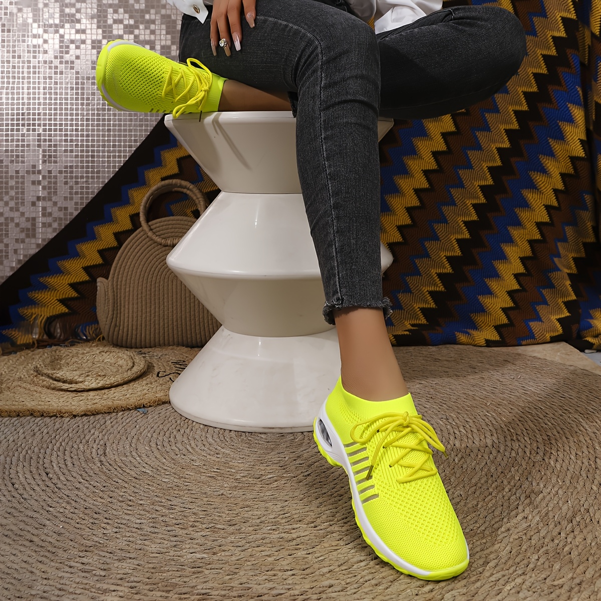 yellow sneakers sold on Temu Canada