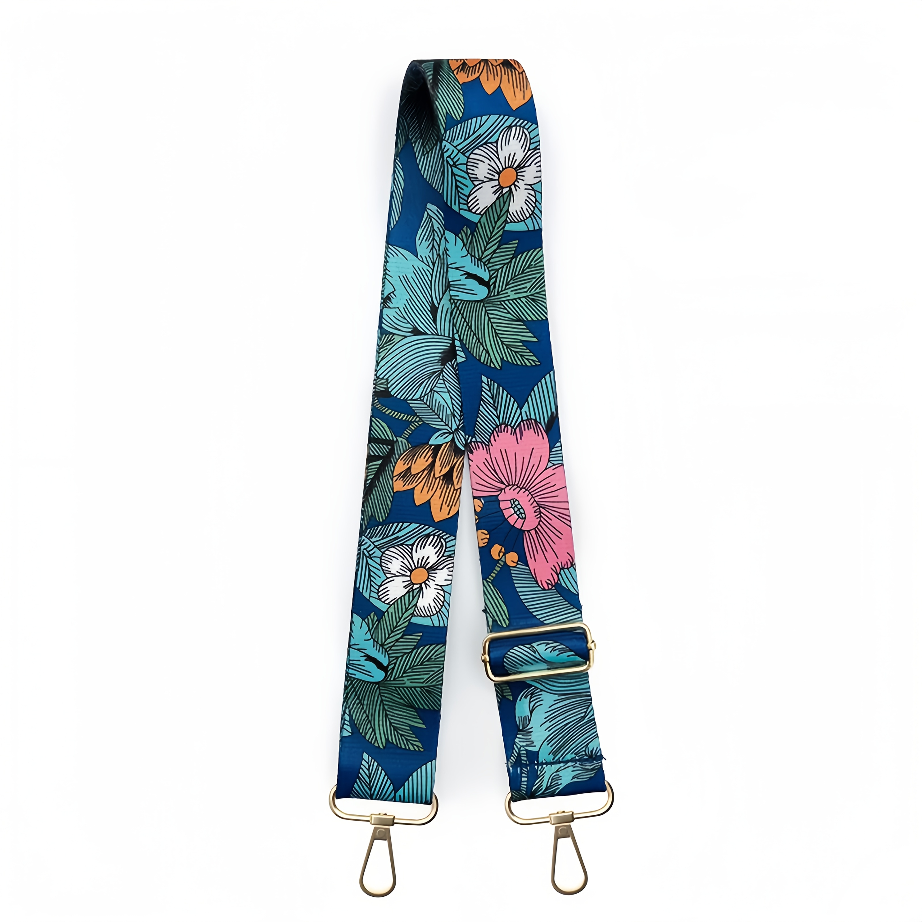 TEMU Fp Special Women' Shoulder Bag Strap, 1pc Red And Blue Floral Bag Strap, 3.8cm/1.5in, Adjustable Handbag Shoulder Strap, Replacement Bag Strap,