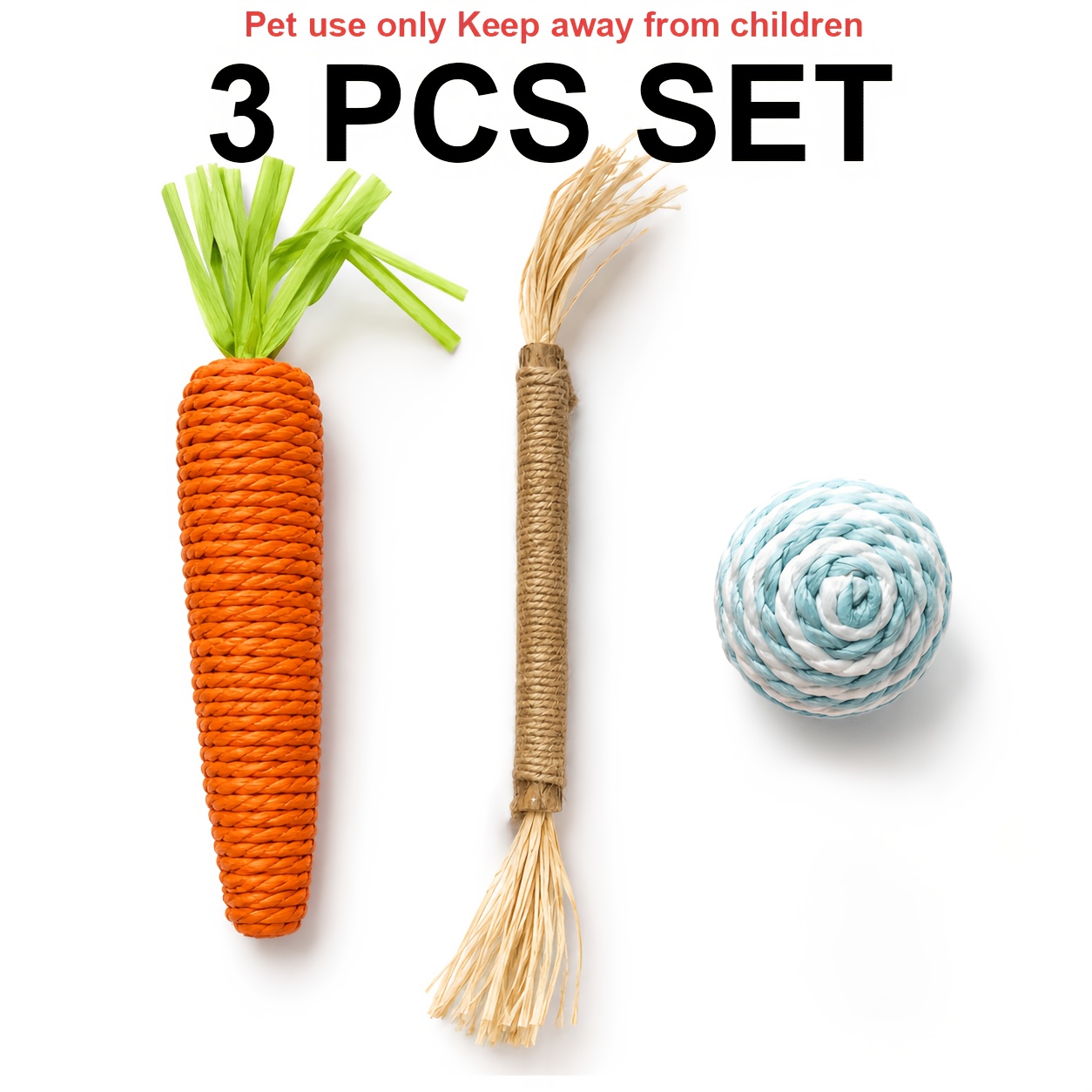 TEMU 3-delige Interactieve Kattenspeelgoed Set - Kauw, Bijtbestendig, Verveling Kit, Zonder Batterij