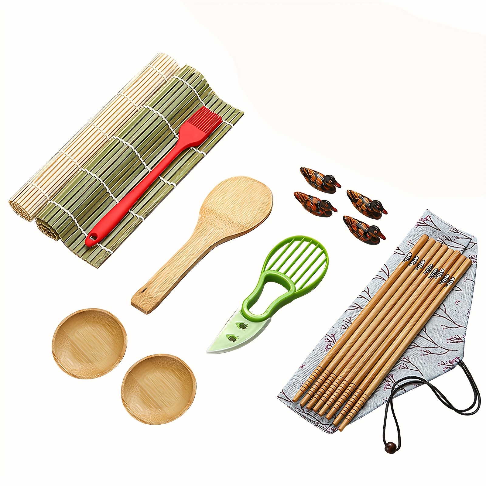 TEMU 21-in-1 Sushi Making Kit With Bamboo Sushi Roller Maker Bazooker Machine, Bamboo Mats, Chopsticks & Sauce Dishes - Complete Sushi Rollers For
