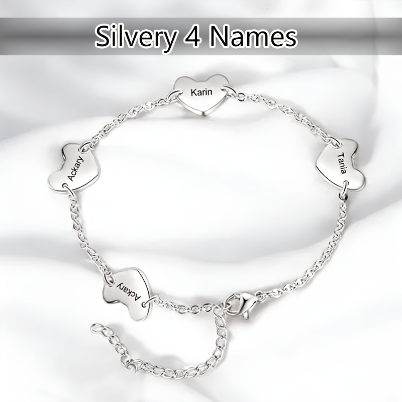 TEMU Bracelet Cœur Personnalisé 1-5 , Plaqué Or 18K en Acier Inoxydable 304L, Bijou pour Femmes, Idéal pour Tenue Quotidienne et Occasions Spéciales,