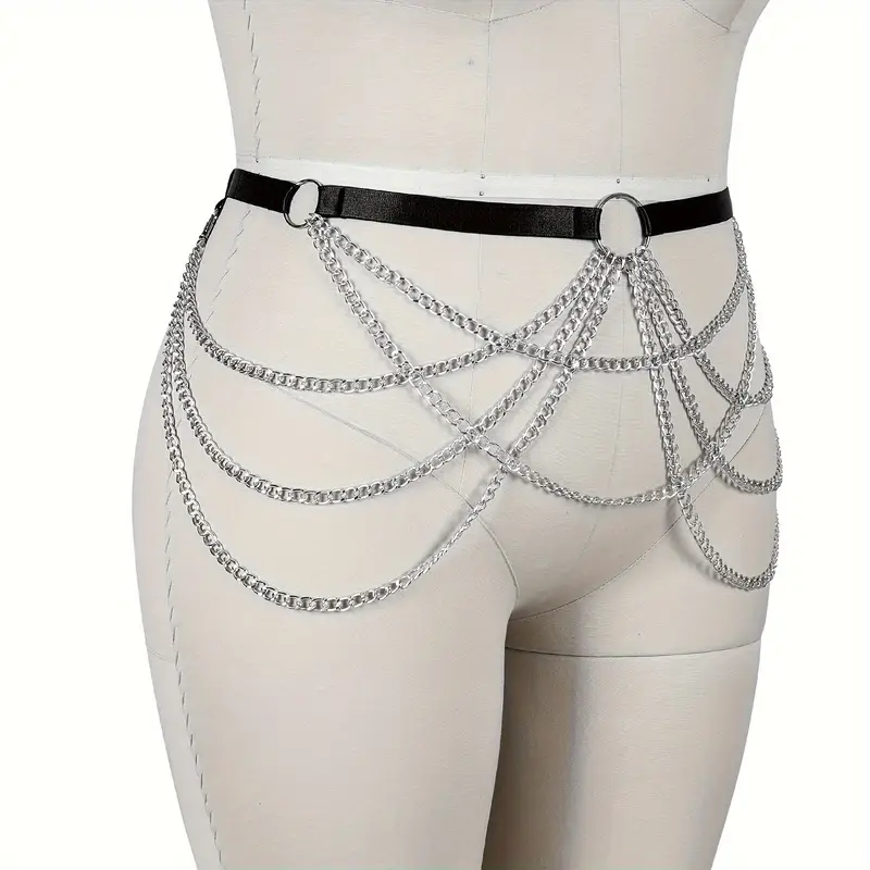 plus size punk leg harness garter belt chain elastic hollow - Temu plus size punk leg harness garter belt chain elastic hollow - Temu