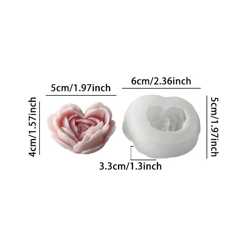 TEMU Resin Silicone Mold - 3d Heart Rose Silicone Mold For Candles, Plaster, Resin Crafts