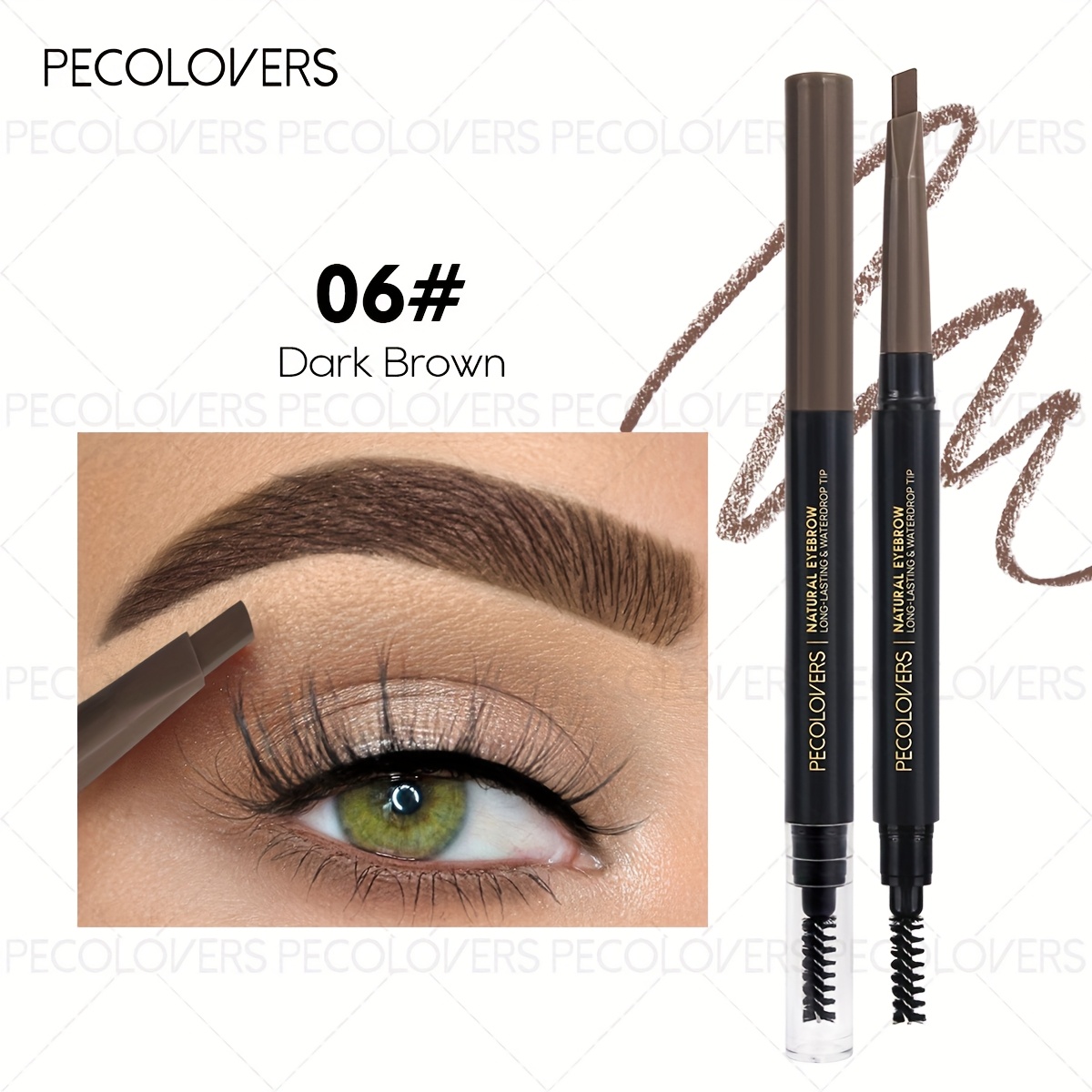 Image of Dual-ended Waterproof Eyebrow Pencil - Suitable For Skin Types With Dual Tip ( & Brow Marker), Long-lasting Waterproof Formula For, Oily, Dry Skin - For, Travel, Application