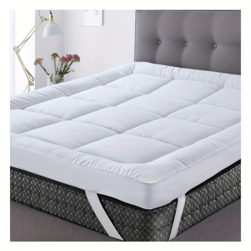 Super Soft 4Inch/ 10 Cm Deep Fill Mattress Topper Luxury Quilted Bed Pad With Elastic Corners Breathable, Durable, Machine Washable, Ideal For Single, Double, King Super King Beds For All Season Comfort