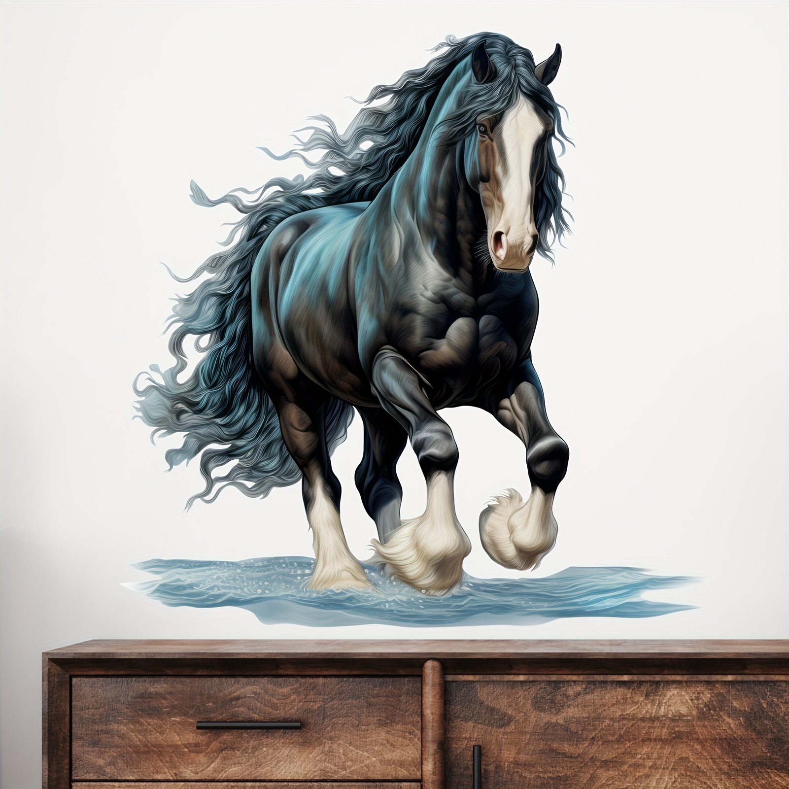 

Peel & Stick Wild Horse Wall Decal - Vinyl Farm Animal Mural For Living Room, Bedroom, Playroom - Charming Home Decor Gift