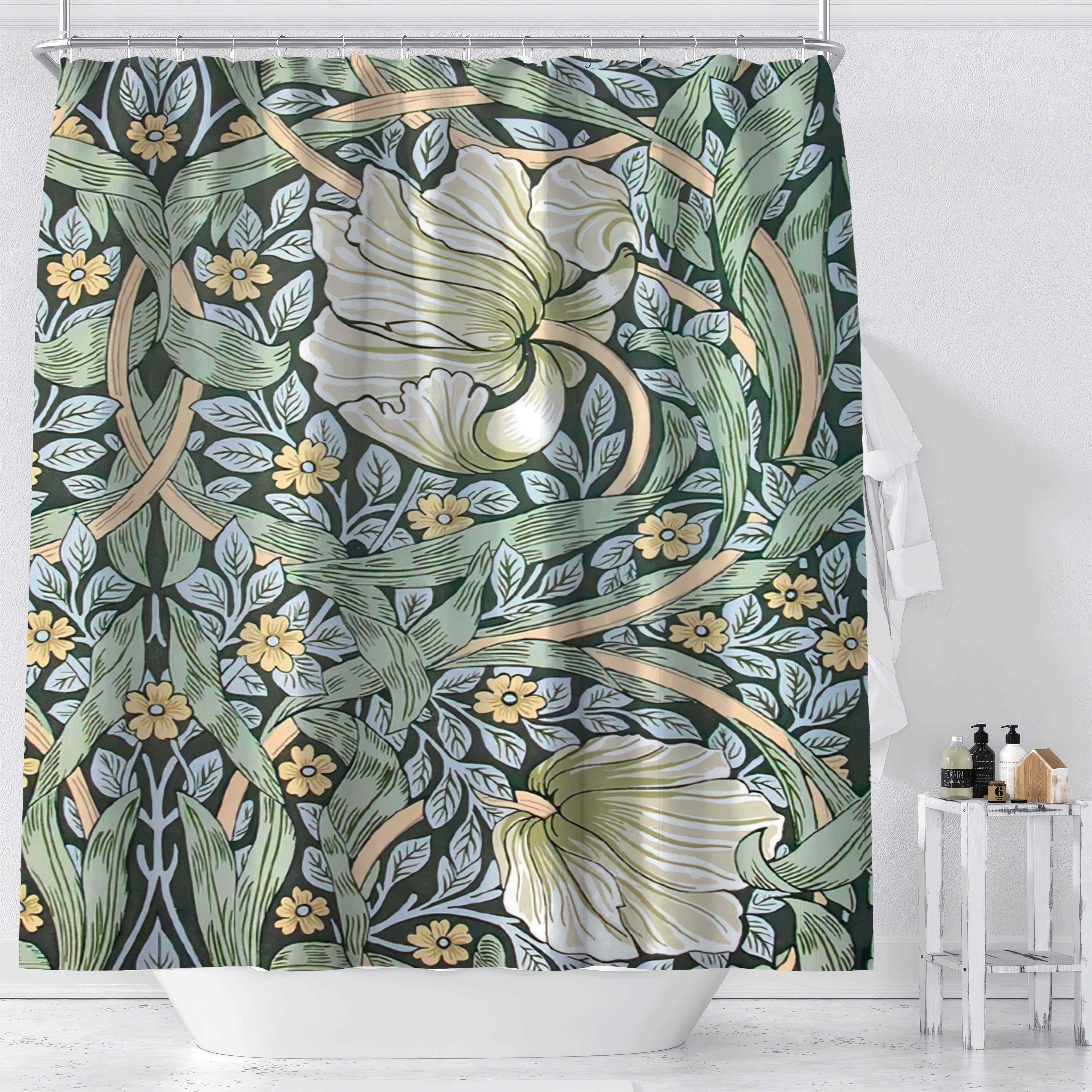 

1pc Vintage Floral Vine Pattern Digital Print Shower Curtain, 70.87x70.87 Inches, Waterproof Bathroom Decor With Rustic Charm