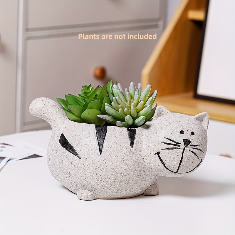 BestAlice Cat Vasi per Fioriere in Ceramica per Piante Grasse Simpatico Gatto Coda Colonna Fioriera Ceramica per Cactus Succulenti Vaso per Fiori Decorativo Cactus Vaso per Piante Contenitore per(#1