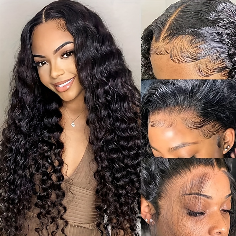 26 inch black long curly synthetic lace front wig a free  display picture 1