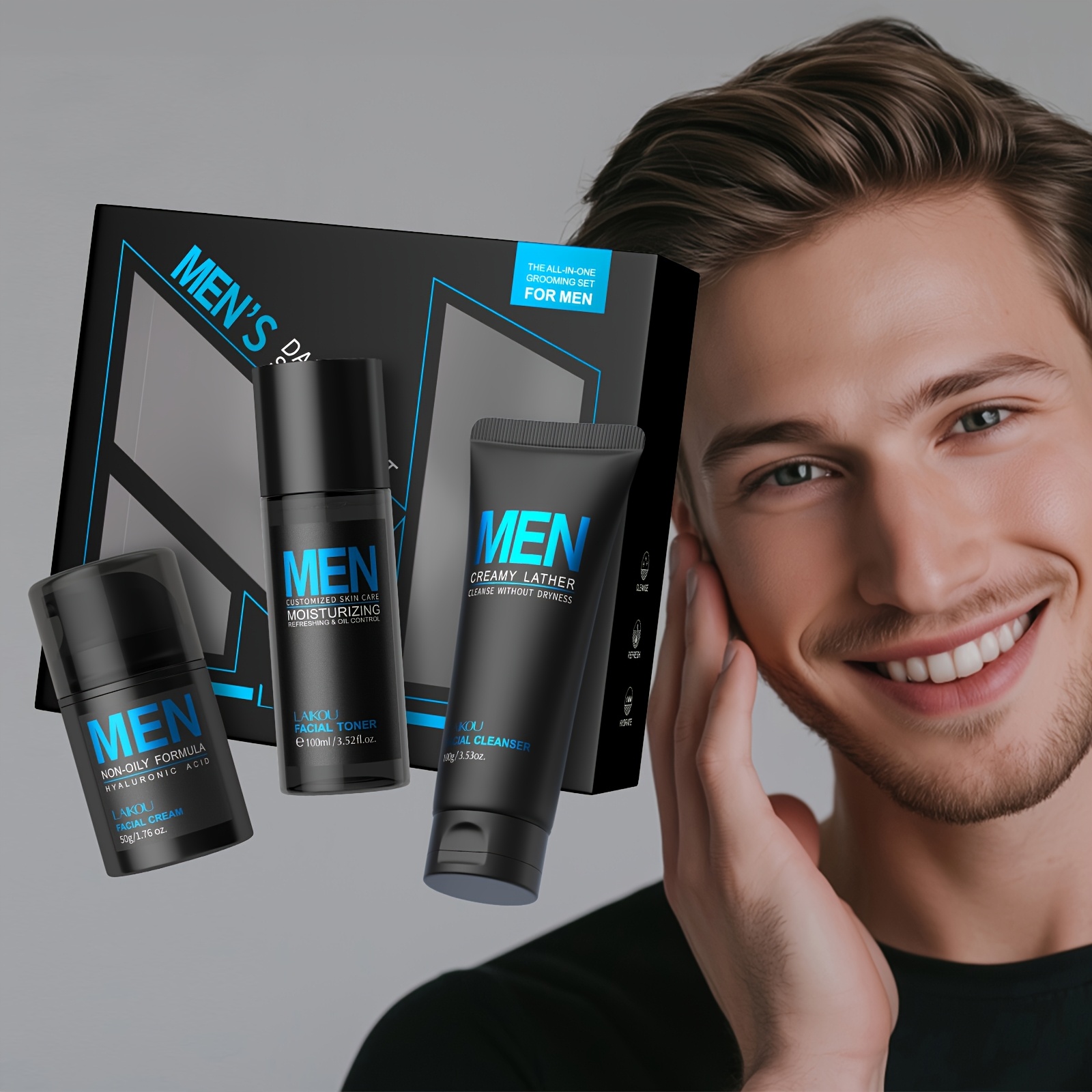 LAIKOU Korejski set za njegu kože s puževim sluzom - 9-proizvodna rutina (Essence od mucin 100ml, Piling/Tonik/Krema Dream) za muškarce i žene, osjetljivu i suhu beige njuštavnu kosmetiku, poklon za Valentinovo, svih tipova tena, azijska ljepota