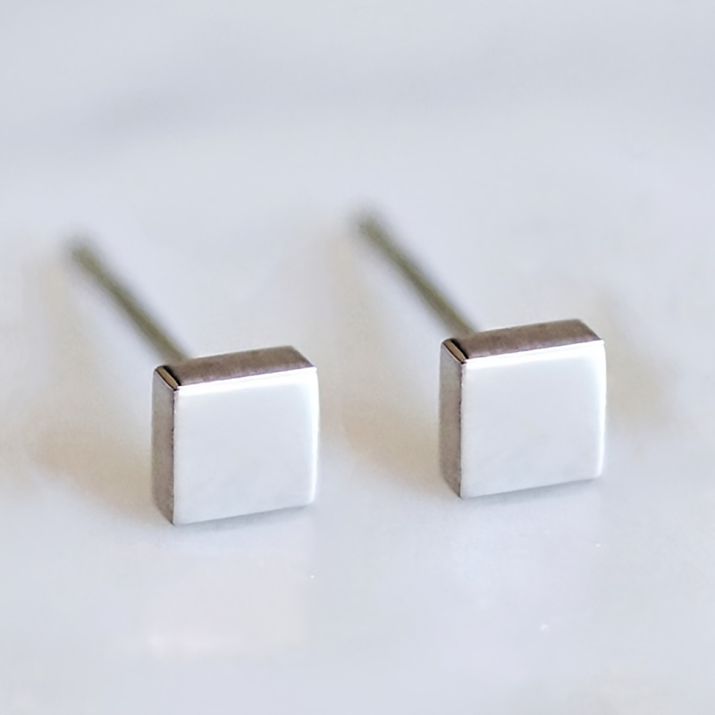 Women's Stainless Steel Square Stud Earrings Minimalist Bohemian Style