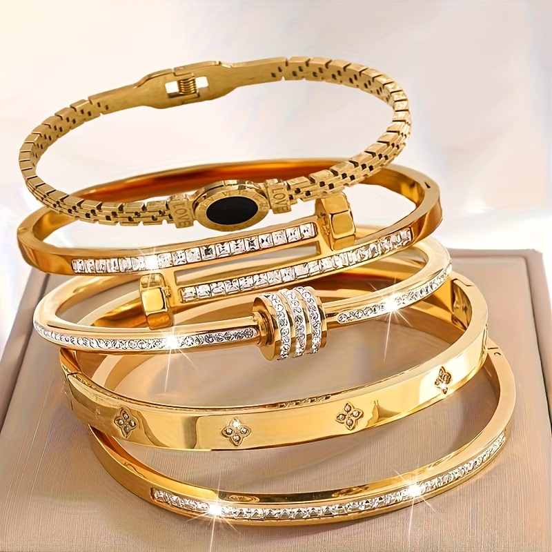 Image of 5pcs Elegant And Fashionable Personality Stainless Steel Jewelry Is An For Men And Women To Travel Versatile And Fashionable