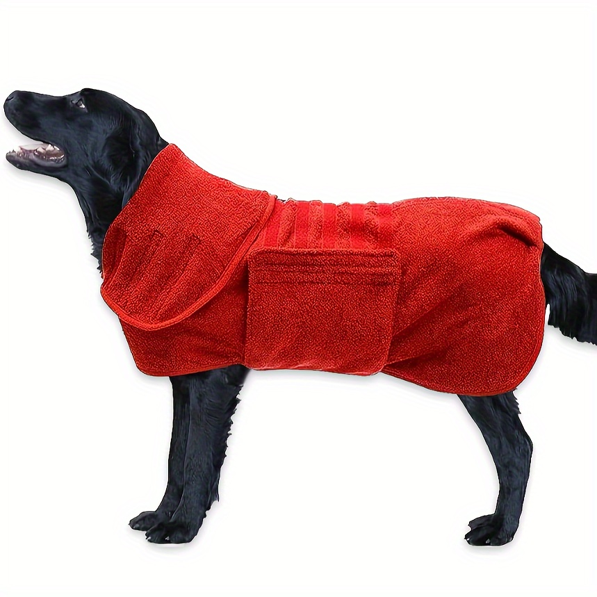 

Adjustable Microfiber Dog Bathrobe, Quick-dry Absorbent Towel With Hook & Loop Closure For Large Dogs, Practical Pet Bathing Accessory