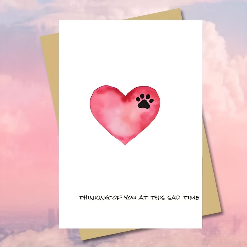 TEMU 1pc Condolence Card With Envelope Suitable For Pet Loss, Mourning And Remembrance Greeting Card Pet Loss Gift Card For Any Pet Owner
