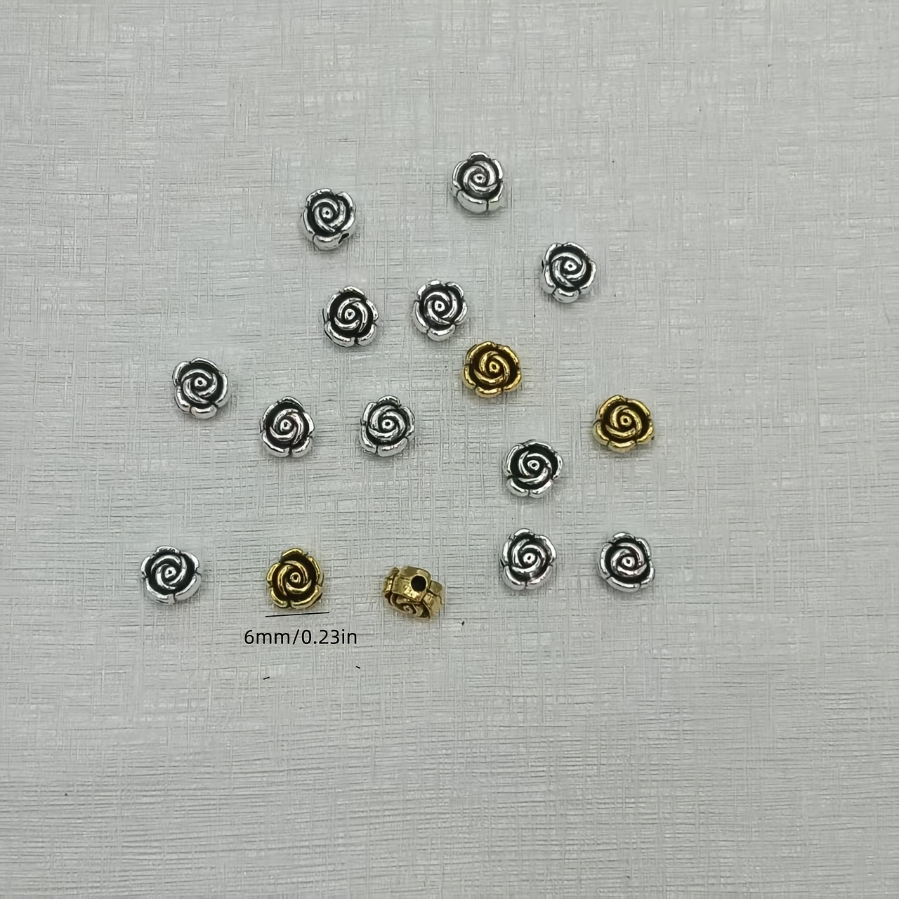12pcs Classic Retro Double-Sided Rose Flower Shaped Decorative Beads