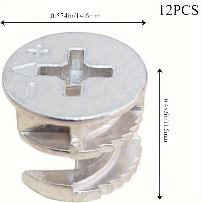 Image of 12pcs Gdgdsy Fittings For Furniture - 15mm X 11mm Nuts, Ideal For Cabinets, Drawers, Dressers & Wardrobes, Connecting, Panel