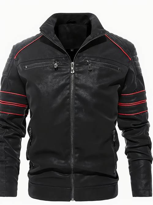 mens zippered pu thermal jacket motorcycle motorcycle clothing