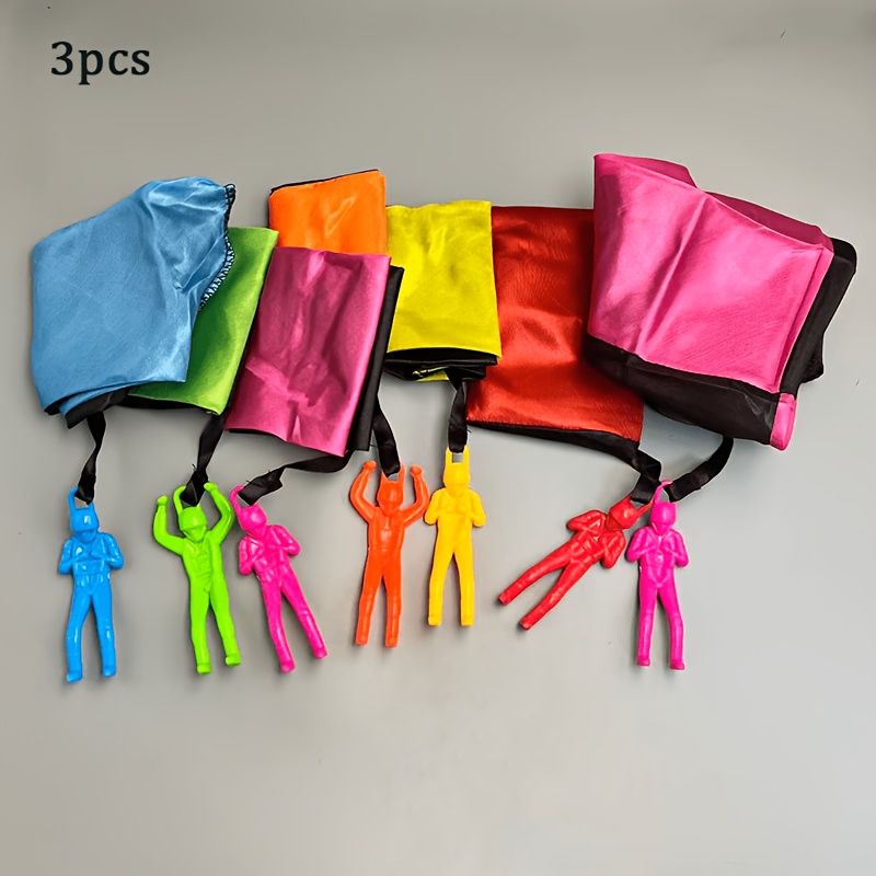 3pcs Summer Outdoor Parachute Toys, Random Color In Bright Colors, Suitable For Outdoor Play, Outdoor Parachute Gift Package