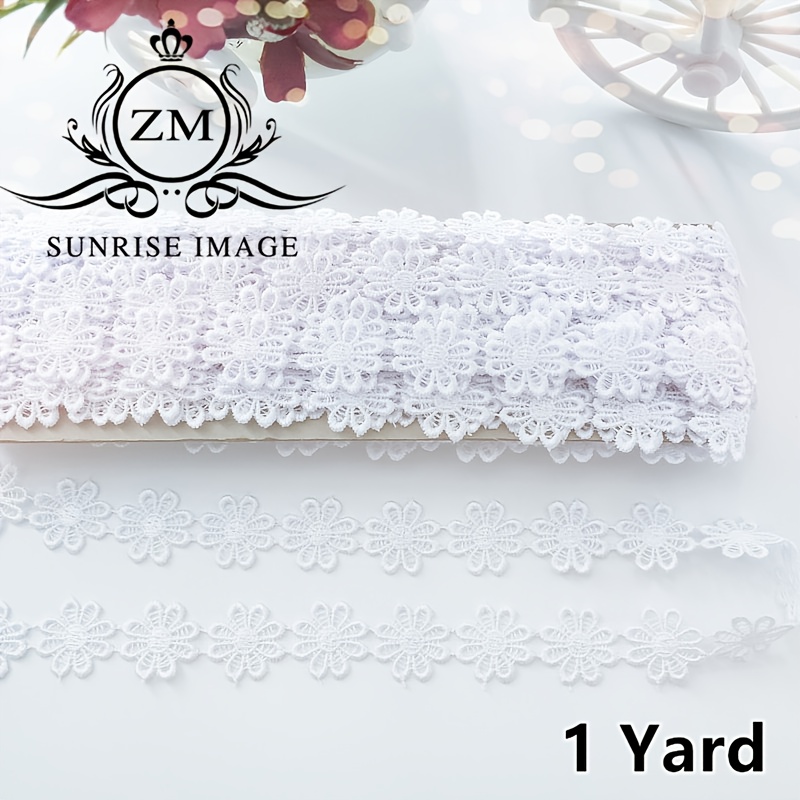 1yard, Delicate Polyester Sunflowers Embroidered Patches Appliques Lace Trim Ribbon For Dress Sewing Crafts