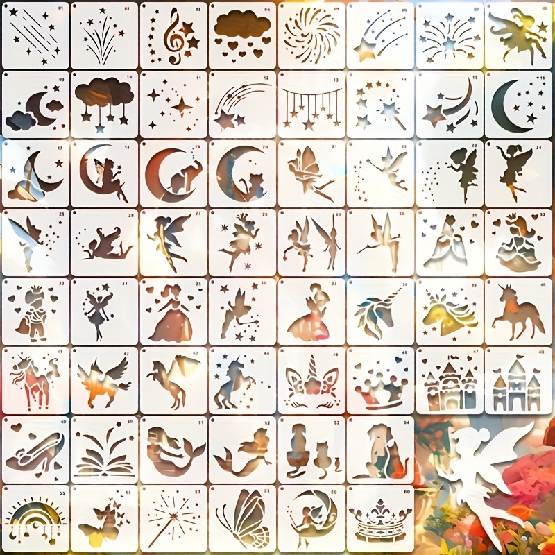 E-shop 60 Tattoo-Vorlagen aus Kunststoff, 2,99 x 2,99 Zoll, Künstlerischer Glück, Niedliche Tier-Vorlagen, Papierwerkzeuge, Papier-Schneide-Malvorlagen