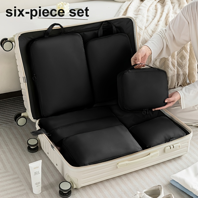 6pcs compression packaging cube durable polyester fiber lightweight travel organizer organizer for suitcase and clothing sorting 6 different size bags for separate storage