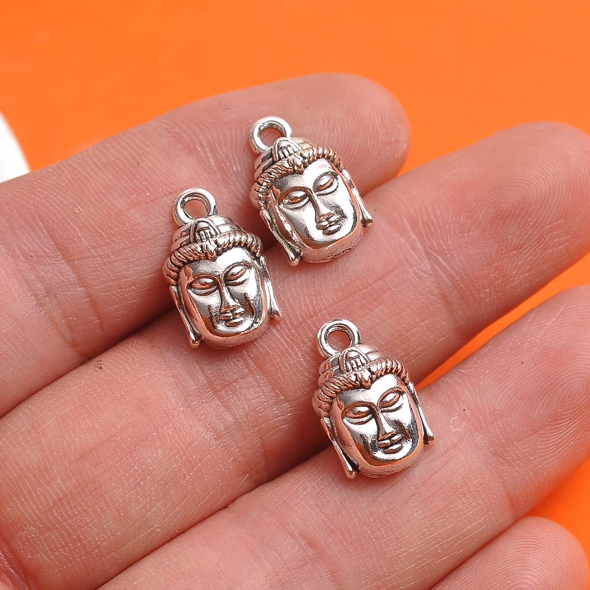 13pcs Mini Buddha Head Shaped DIY Accessory Set, Zen-Style Charms