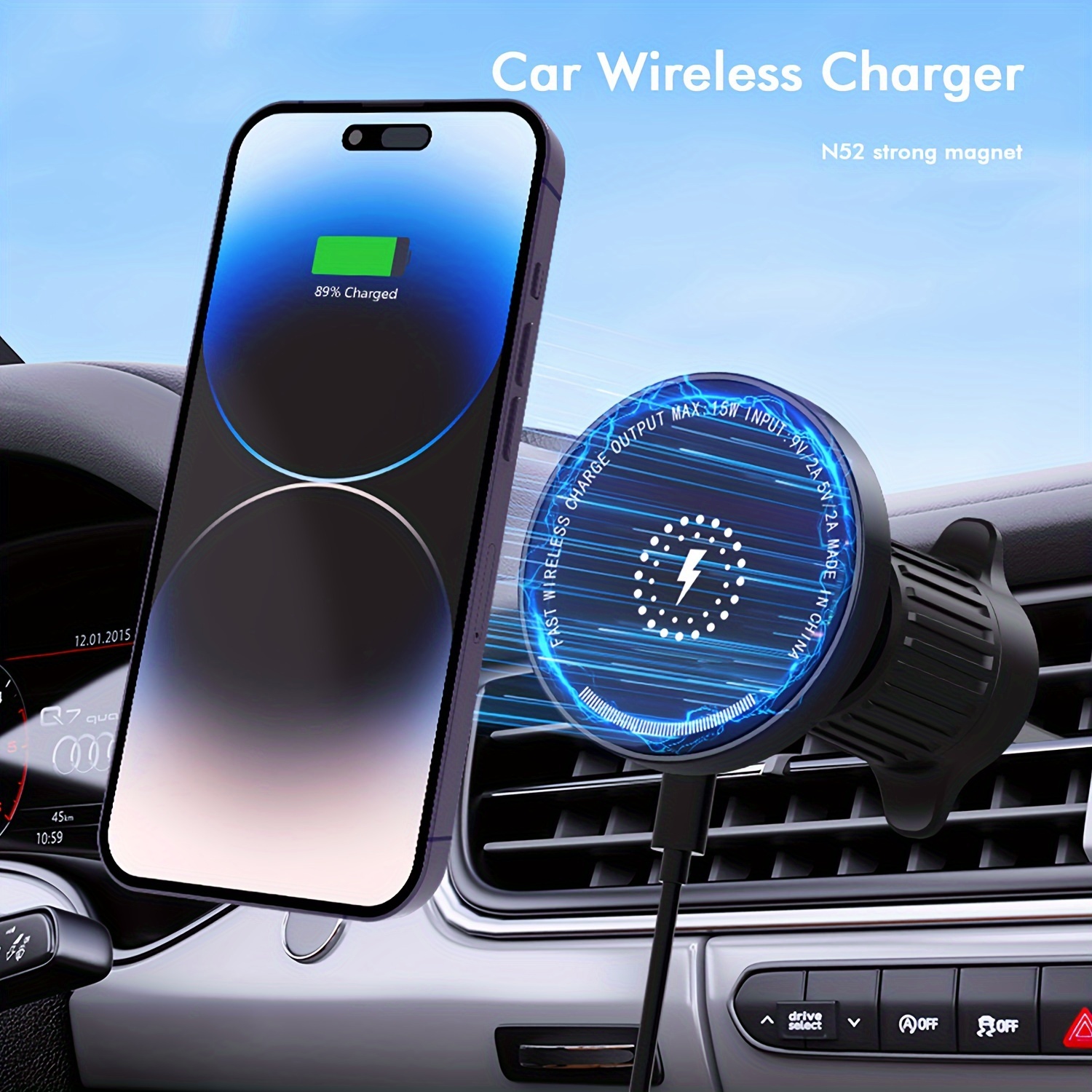 

15w Wireless Car Charger Usb -c , Charge Compatible Apple 15/14/13/12, Usb , ≤36v Operating , No Battery - Car Vent Phone Holder Charger