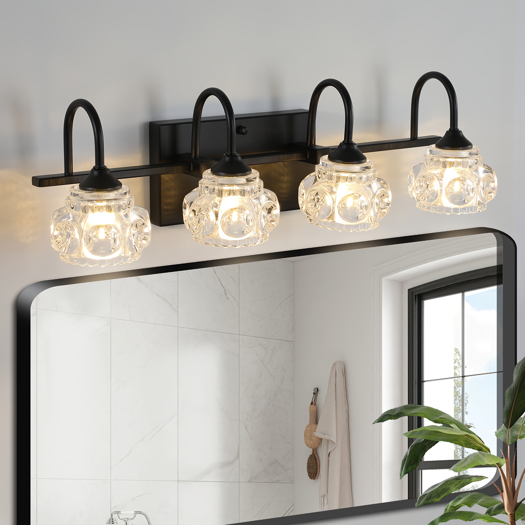 4-light Bathroom Lighting Aipsun Black LED Bathroom Vanity Light - 4 Light  Modern Fixture 6000K Cool White 27.2 Inch Floor Lamp, image size:2000x2000