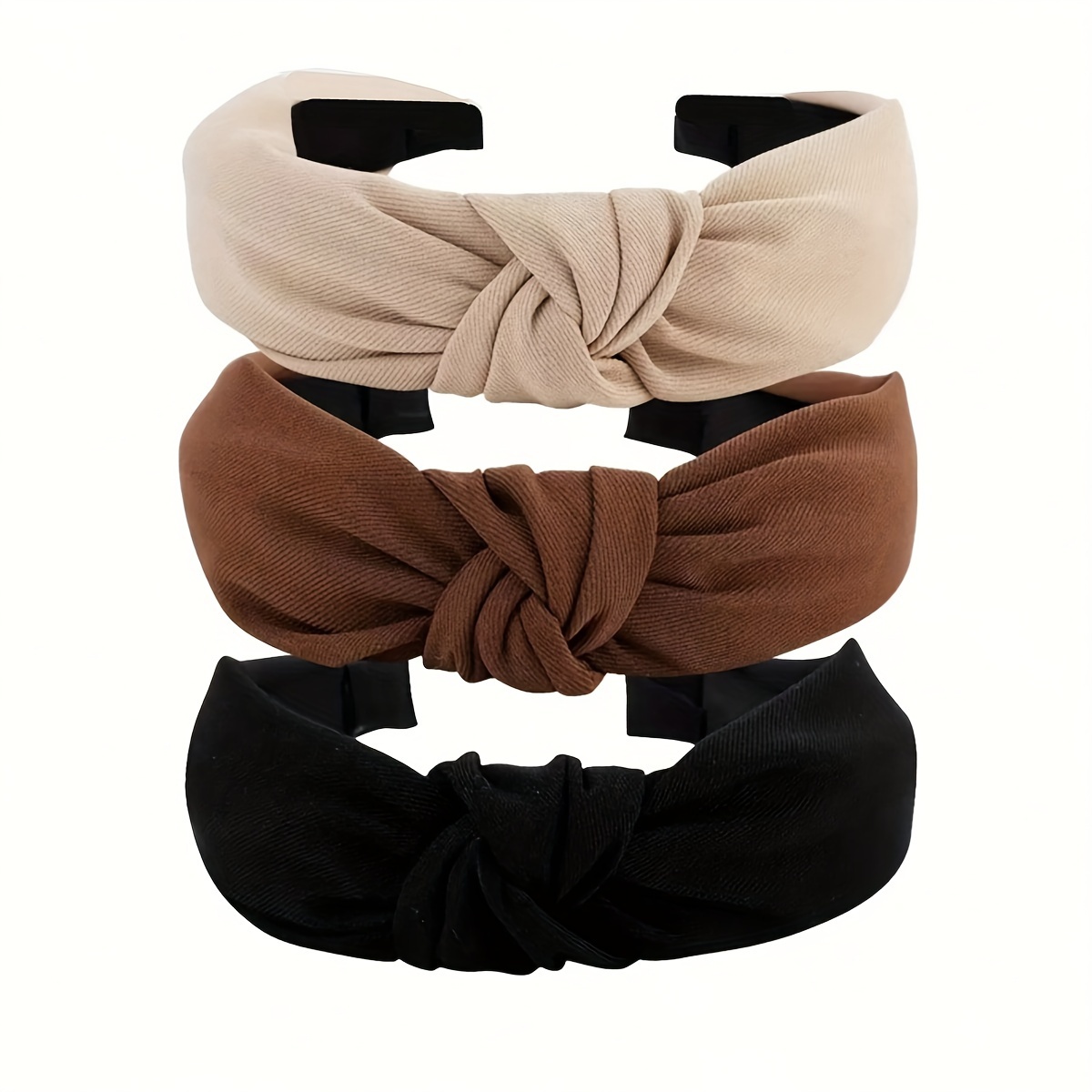 

Elegant 3pcs Set Women' Headbands - Chic Knotted Design, Solid Color, Birthday Parties &