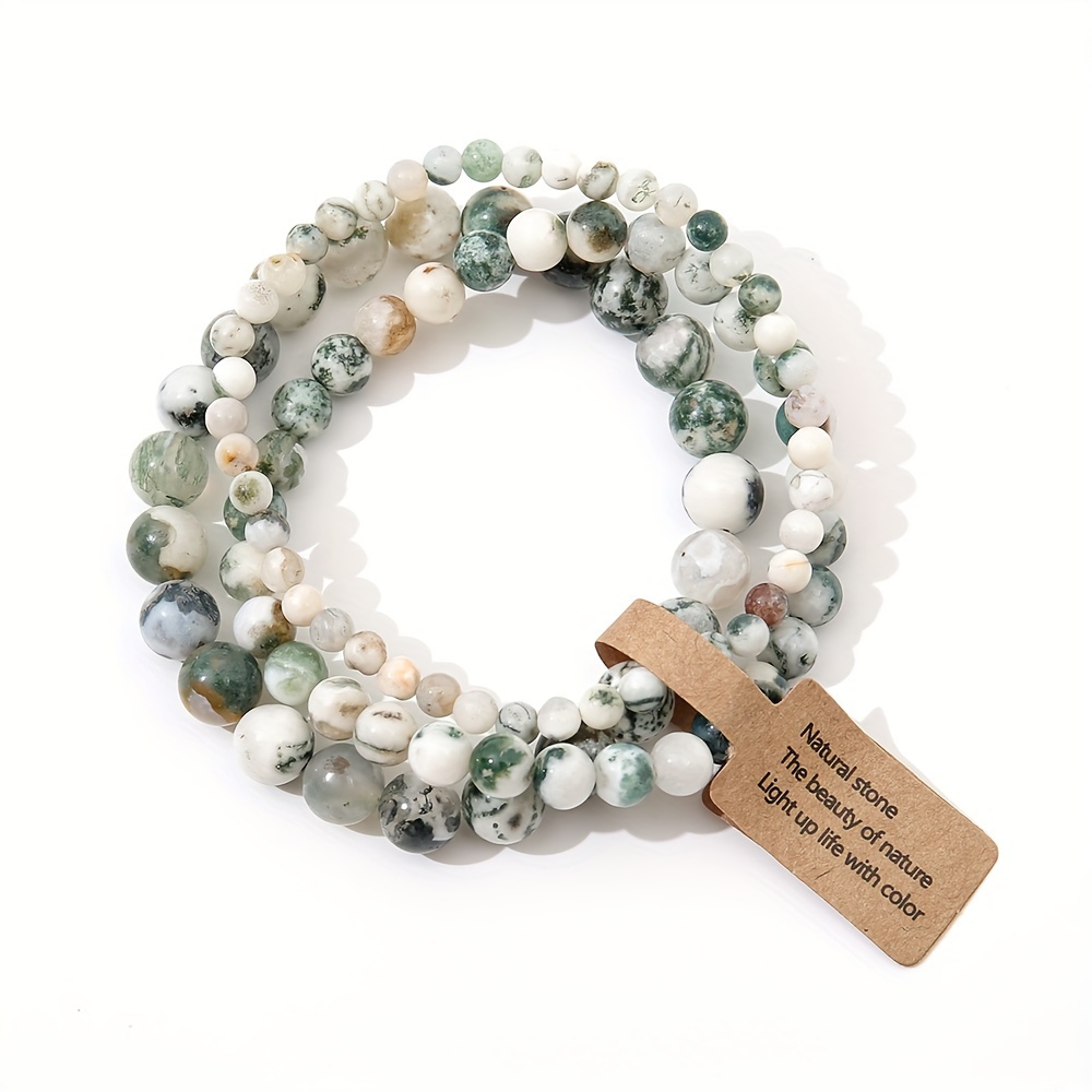 TEMU Bracelet transfrontalier en perles de 4 mm/6 mm/8 mm avec étiquette et cordon élastique, bracelet de couple