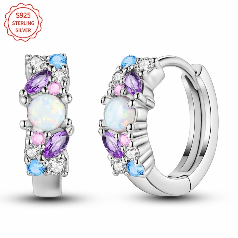 

1 Pair Vintage Boho 925 , , Synthetic Zirconia Mosaic, Elegant Dangle Earrings For Daily Occasion And Gift-