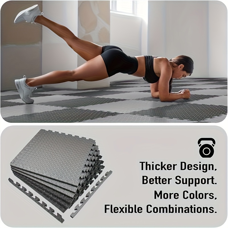 Garage Padded Workout Floor Interlocking Foam Floor 12 Tiles Set