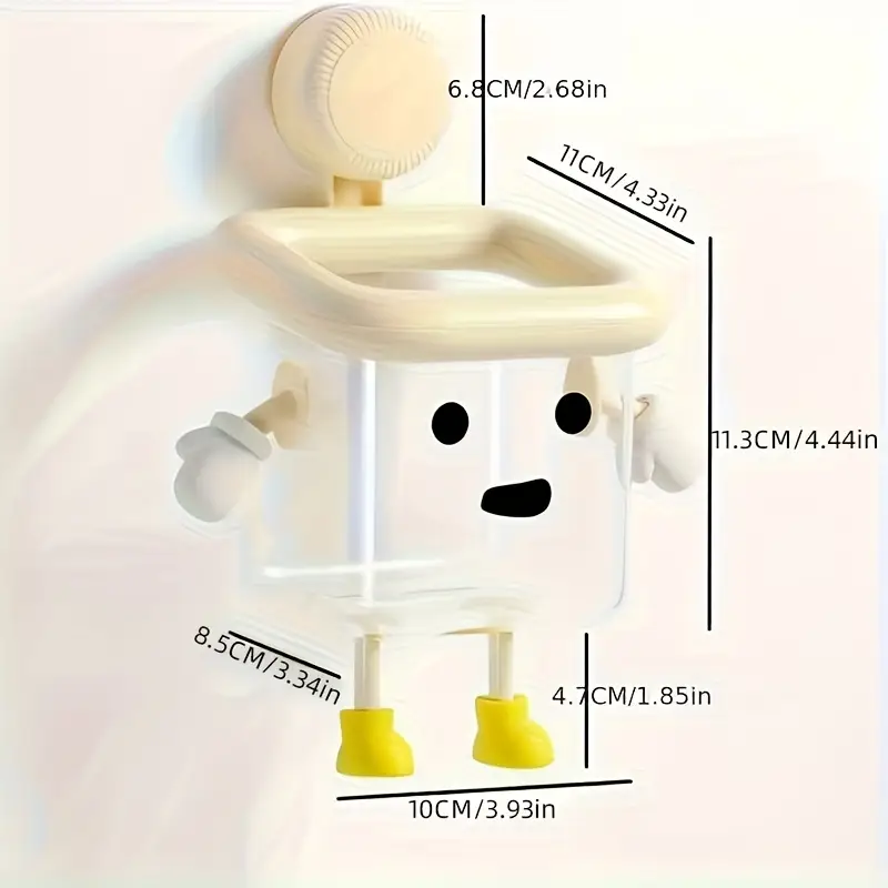 adorable cartoon face bathroom organizer no drill wall mounted storage for toothbrushes cosmetics razors tissues durable plastic space saving design lightweight fun decorative accessory for 8 family toothbrush holder Product details 2