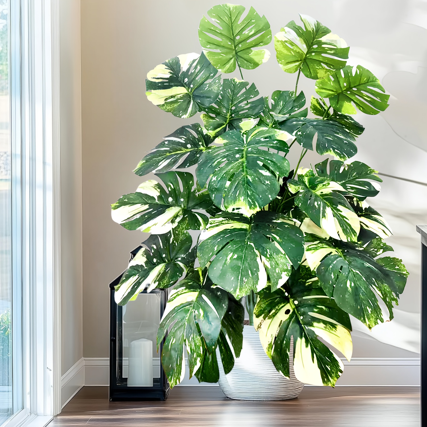 103 cm (40,55 Zoll) knstliche Monstera Pflanzen, geflschte Palmen,  Plastik-Schildkrtenbltter, grne, hohe Pflanzen fr Zuhause, Garten,  Raumdeko