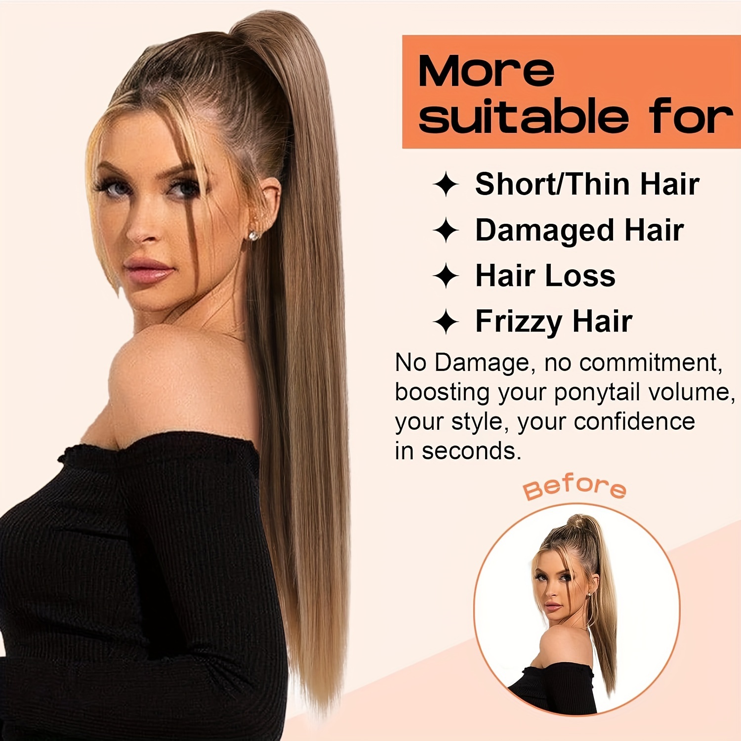 36inch long ponytail hair extensions 36 inch long straight drawstring ponytail synthetic   ponytail   in hair extensions ponytail womens daily wear   wear halloween christmas details 0