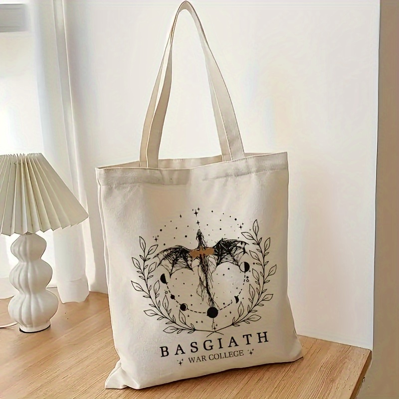 

Basics Canvas Totete Bag With Printed Design, Foldable Lightweight Shopping Bag, Machine Washable, Large Capacity For Daily Use