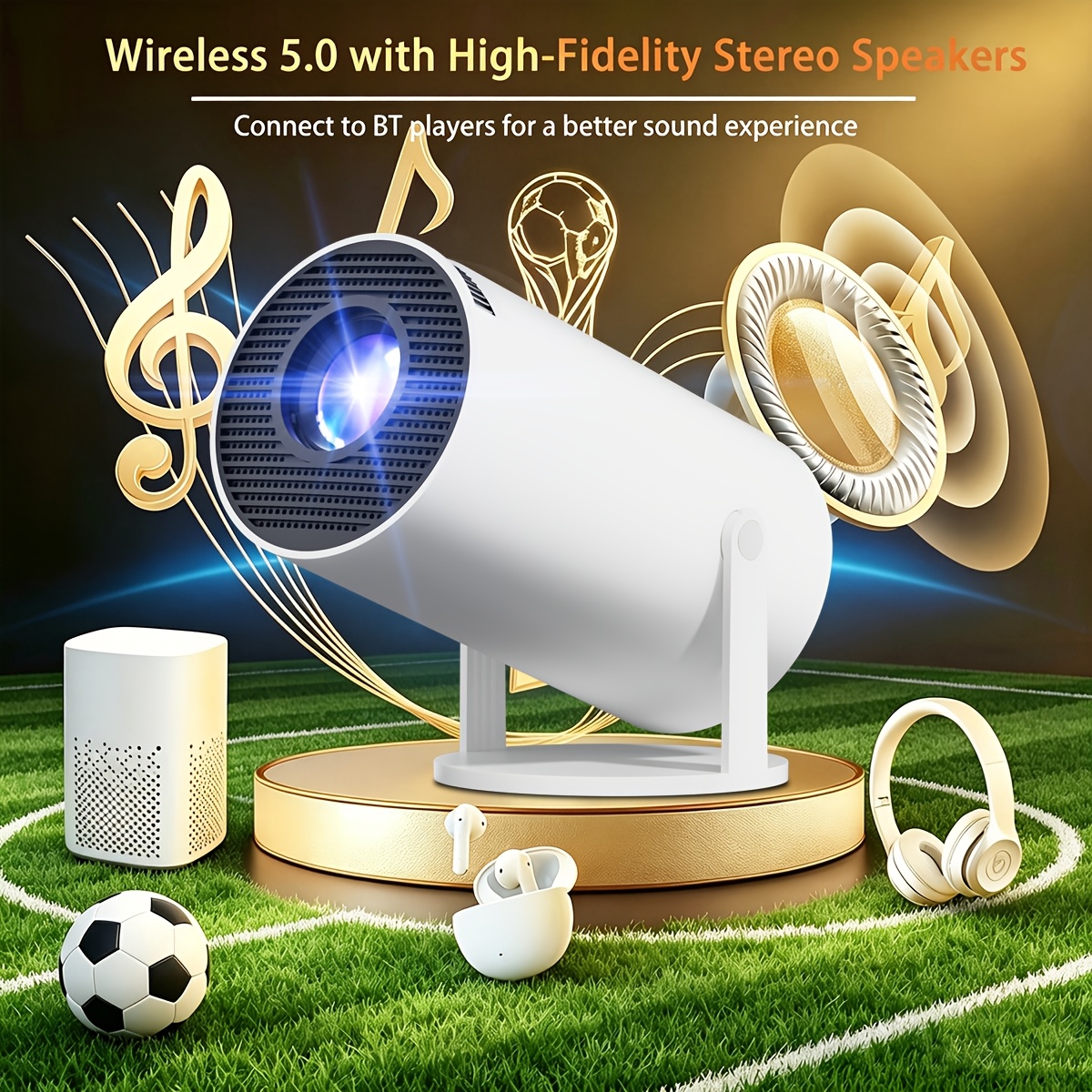 Smart Projector, Native 720p , 11.0 Os, Wifi 6 & Wireless 5.4, 270° Rotatable Movie Projector, Wireless Mirroring For Ios//tablet.