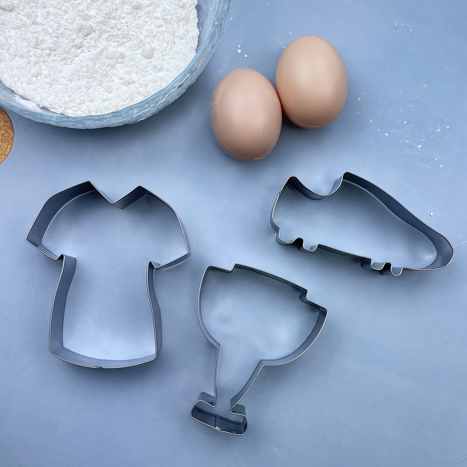 E-shop 3er-Set Edelstahl-Keksformen, Tonformen - Sport- und Trophäenformen, geeignet für lustiges Backen, DIY handgemachter Ton, Abschlussfeier,