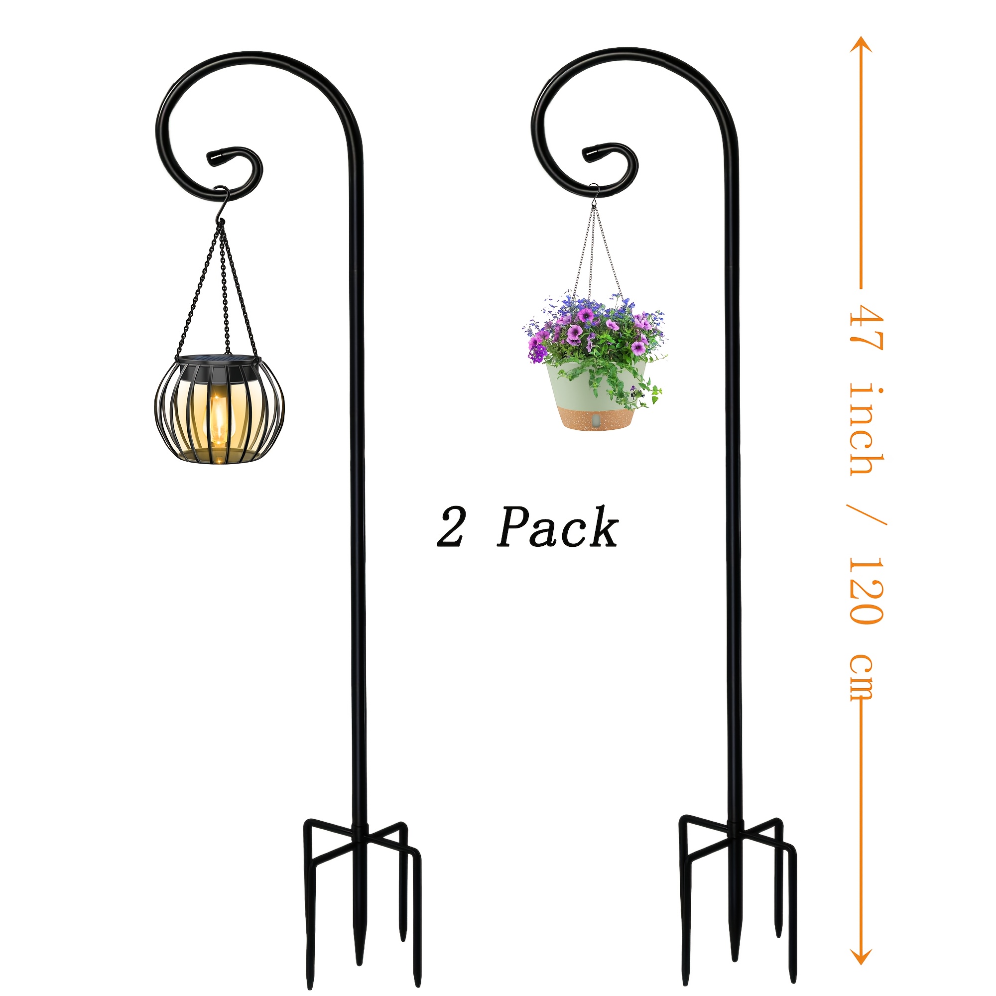 E-shop 2 Stück Verstellbare Schäferhaken - Robuste Rostbeständige Outdoor-Vogelfutterstation mit 5--Basis, Stabiler Gartenhänger für Frühlingspflanzen,