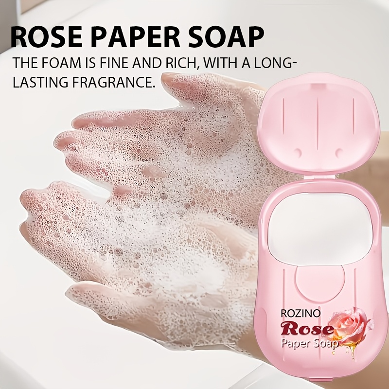 Portable Rose Scented Soap Sheets, 50pcs Box