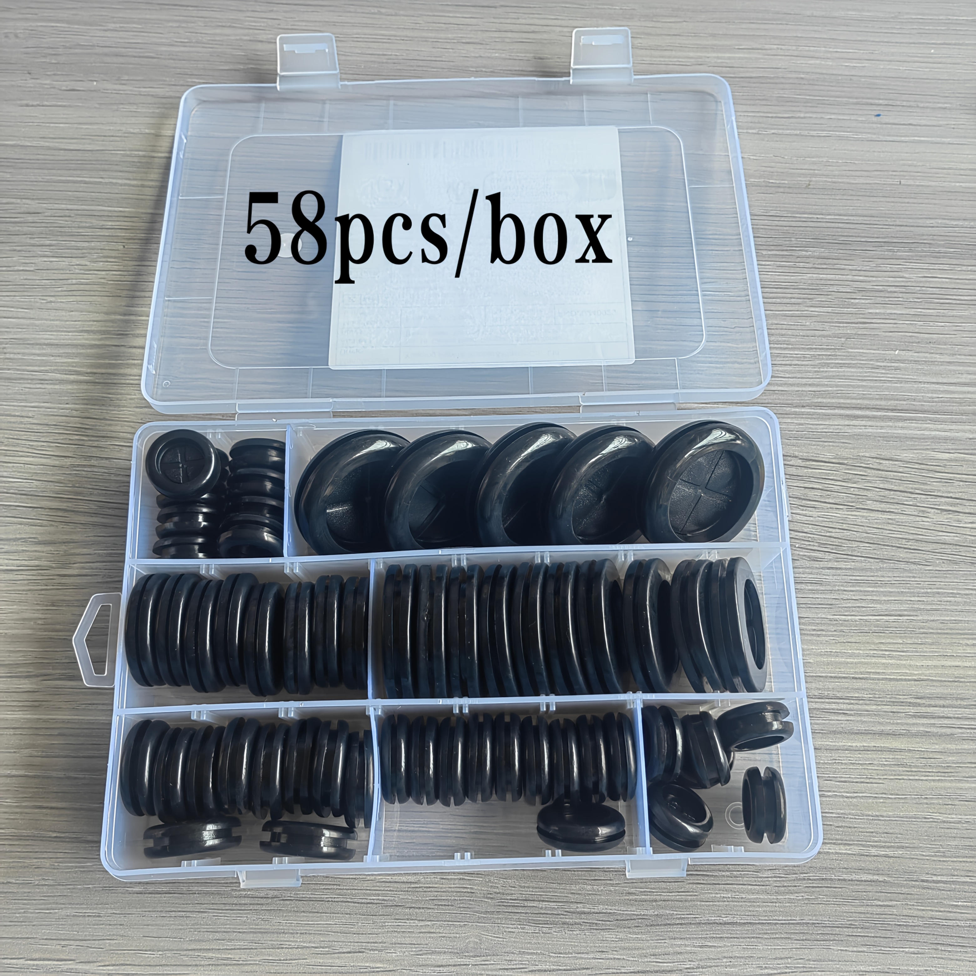 Image of 58pcs Rubber Grommets For Wiring, 6 Sizes, 5/8" 13/16" 7/8" 1" 1-3/16" 1-1/2" Drill Hole Rubber Grommet Kit, Rubber Hole Plugs For Automotive, Black