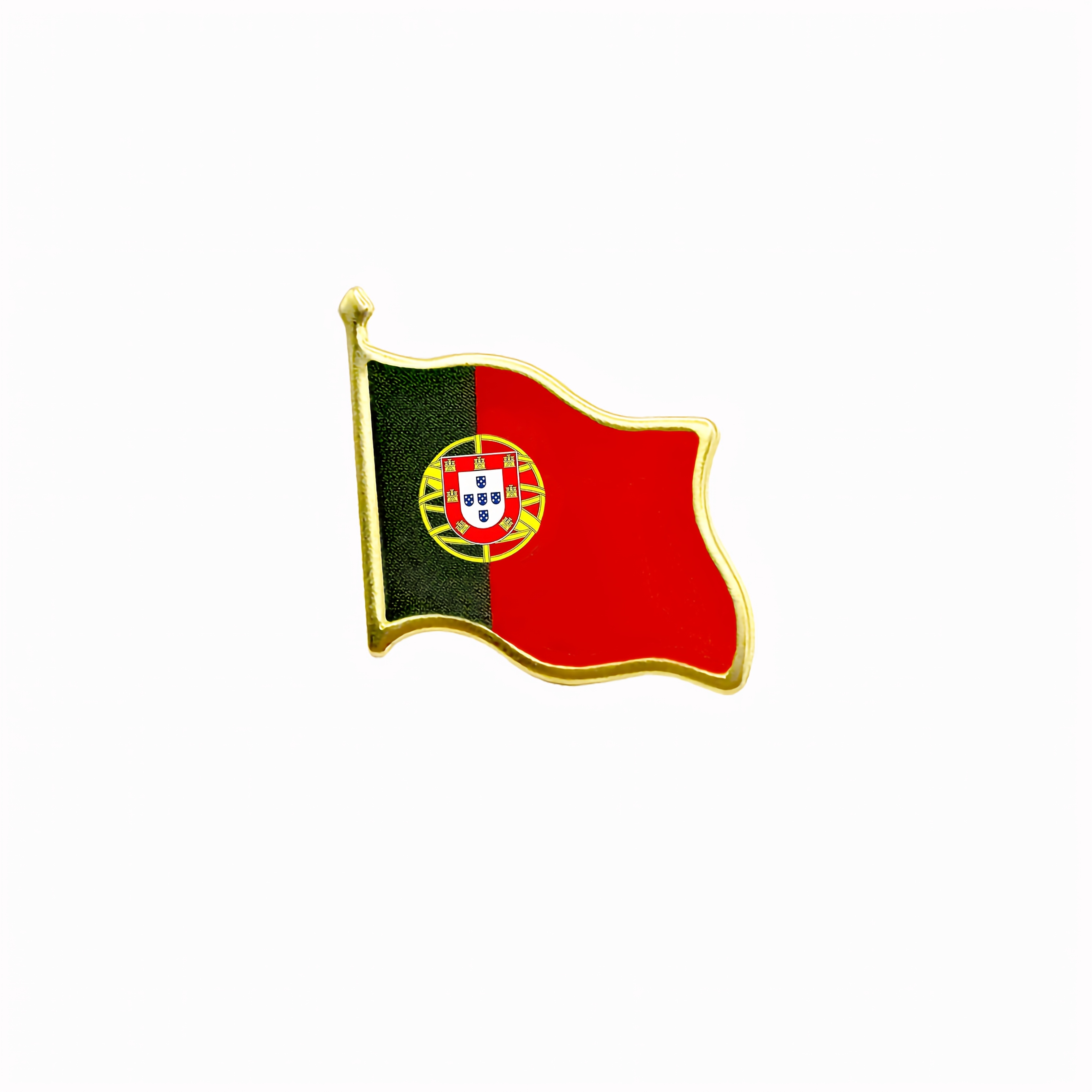 Image of 1/10/50 Portuguese Flag Pins, Made Of Metal, Featuring A Waving Portuguese Flag Badge As