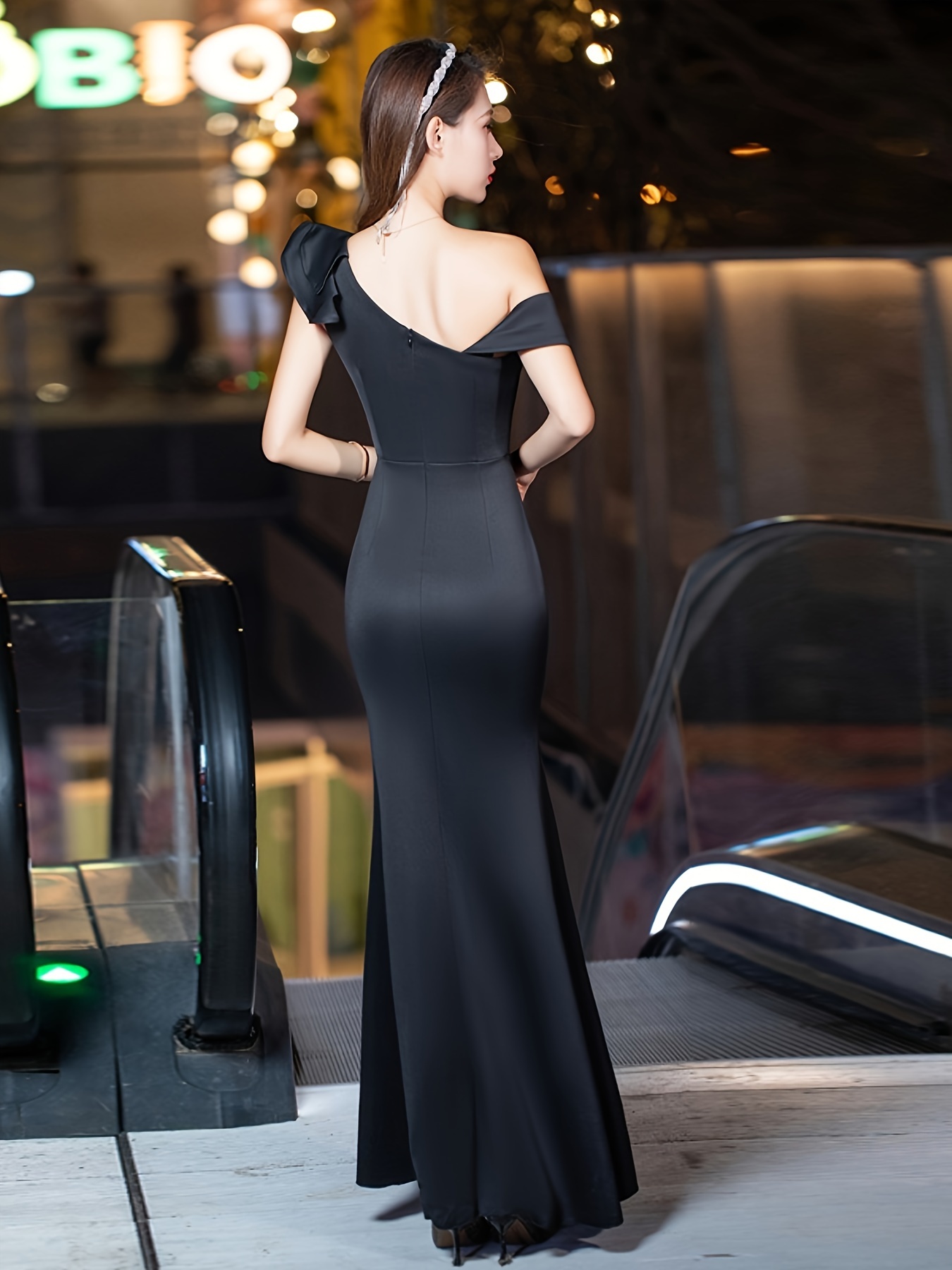 high end evening gown women elegant one shoulder - Temu