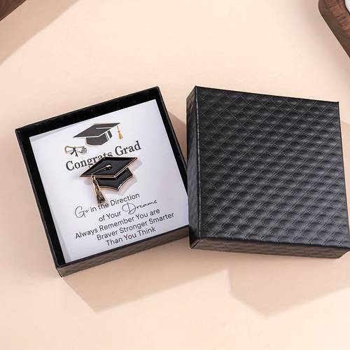 a creative and unique alloy doctoral cap brooch gift box packaging for graduation season