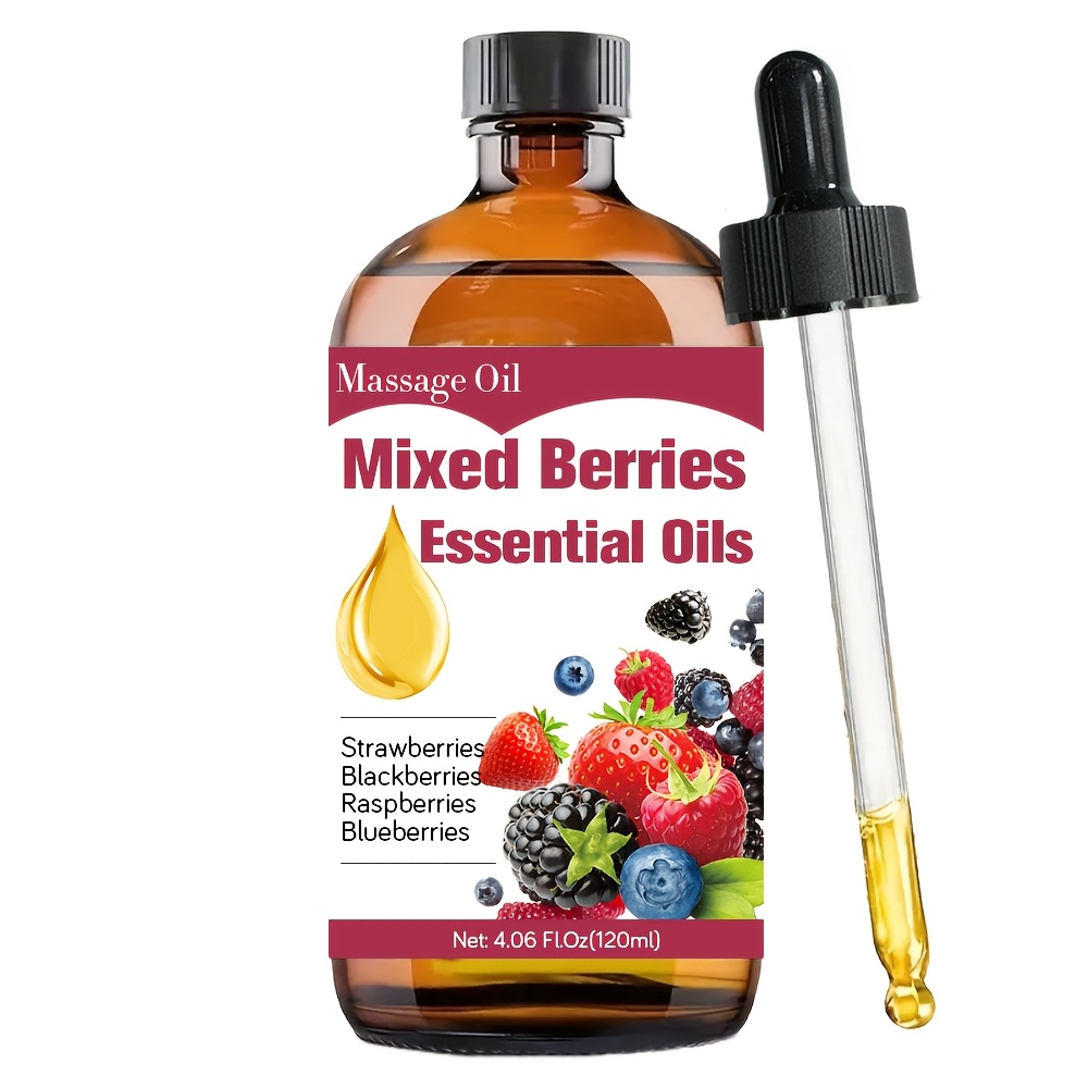 Mixed Berries Essential Oil - With Strawberries, , - 120ml/4.06fl.oz - Oil Care Grade For Hair & Skin Care, Massage, , Natural Smell, For , Meditation, Fragrance Oil