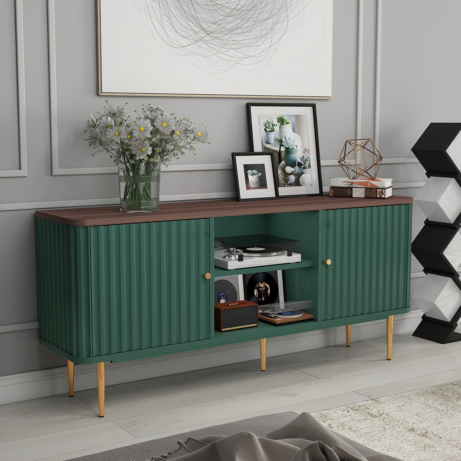 139.7cm modern tv stand with 2 doors & open shelves - hardwood entertainment center, 3, 2 cu ft storage, 68.58cm height, 2-door cabinet for living room, bedroom, dining room - easy assembly, no power needed, tv table for living room, bedroom storage, contemporary design, durable construction,   0