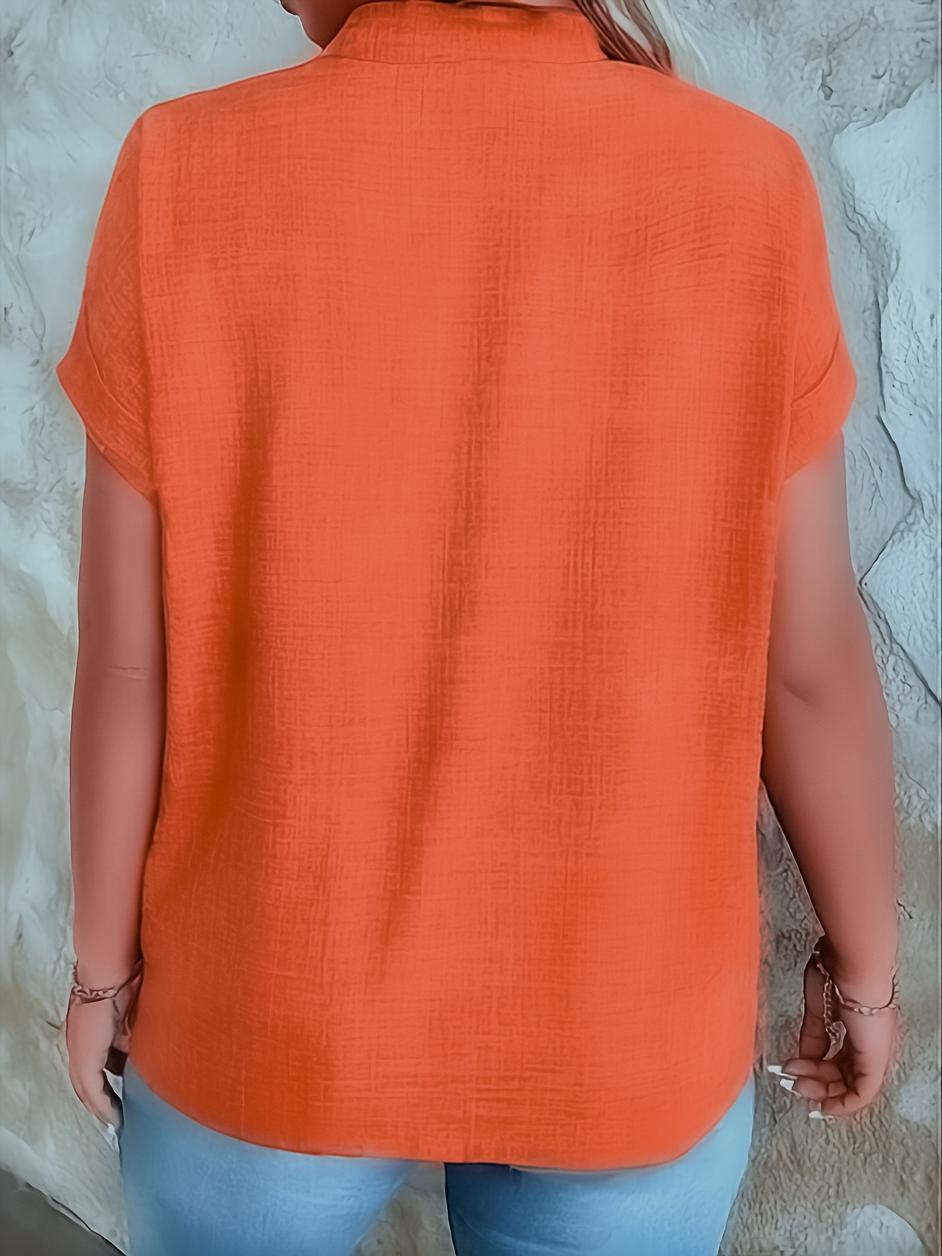 womens casual v neck blouse with small stand up collar vibrant yellow solid color regular fit machine washable versatile for spring summer fall seasonal fashion top sophisticated casualwear lightweight fabric everyday   style   stylish top adult clothing details 4