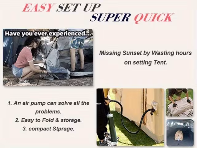 large inflatable tent for 8 10 person 135 inflatable cabin tents for camping instant setup blow up tent 4 season inflatable tents with stove jack Product details 7