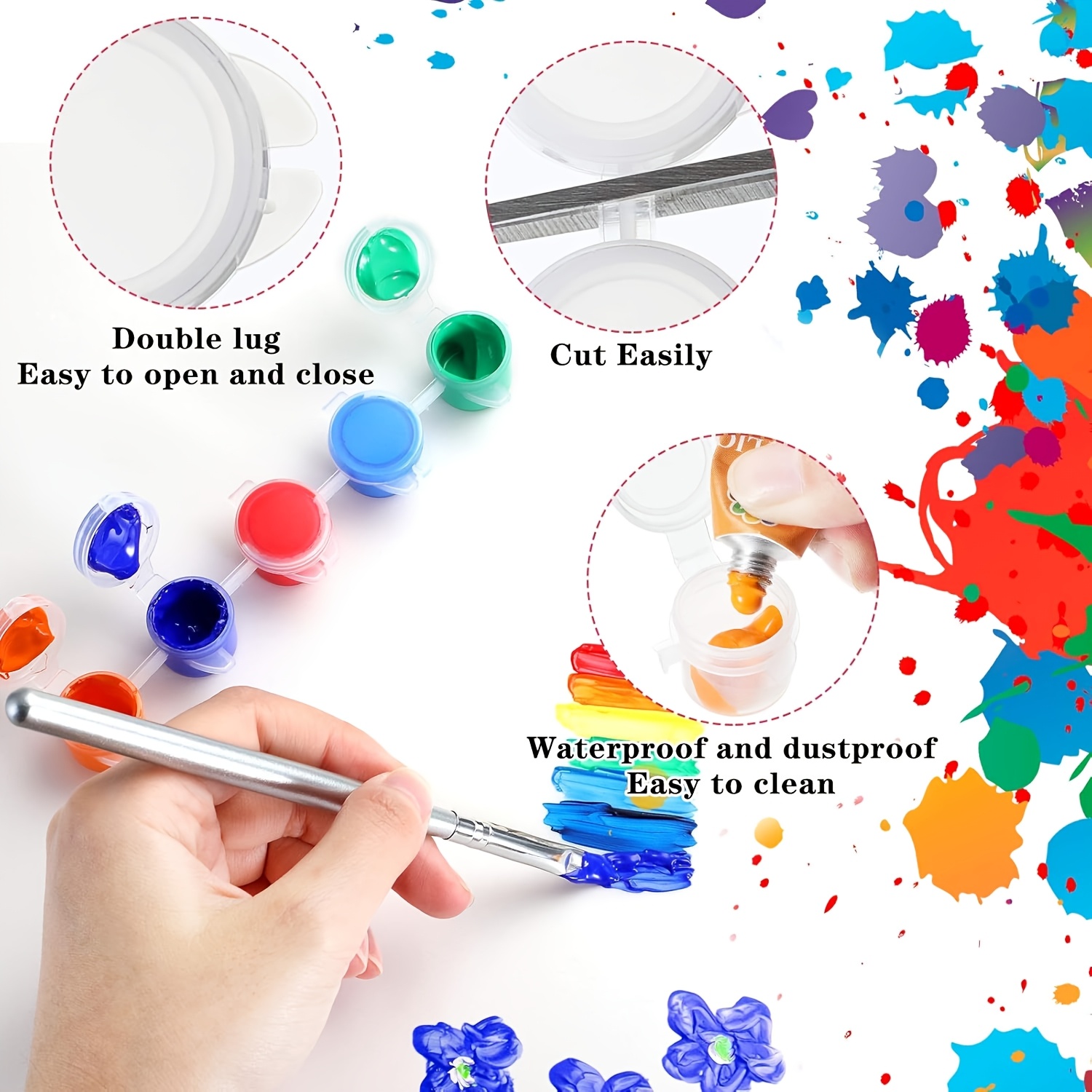 Bofanze 40 Strisce 240 Vasi Strisce di Vernice Vuote Strisce Mini di Vernice Plastica Mini Vasi Per Pittura Contenitori Mini Barattolo di Vernice per la Pittura Artistica e Strumenti di Apprendimento